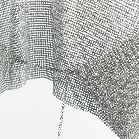 NWT ZARA SILVER RHINESTONE JEWEL METALLIC TOP - Picture 5 of 10
